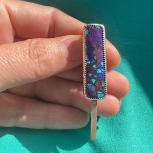 Sterling silver and kingman turquoise hair pin